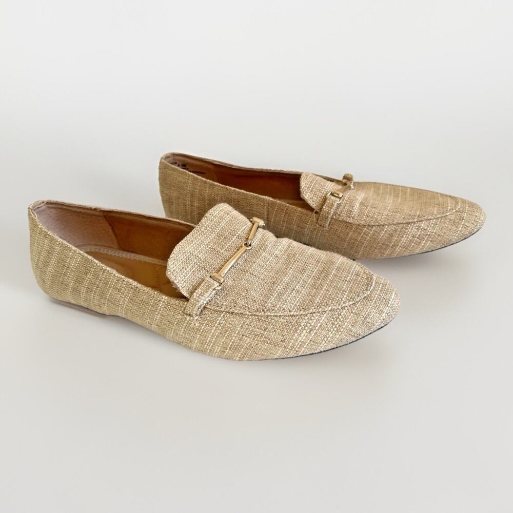 Rachel Zoe 9.5 M Textured Loafers Flats Shoes Gold HorseBit comfy preppy classic